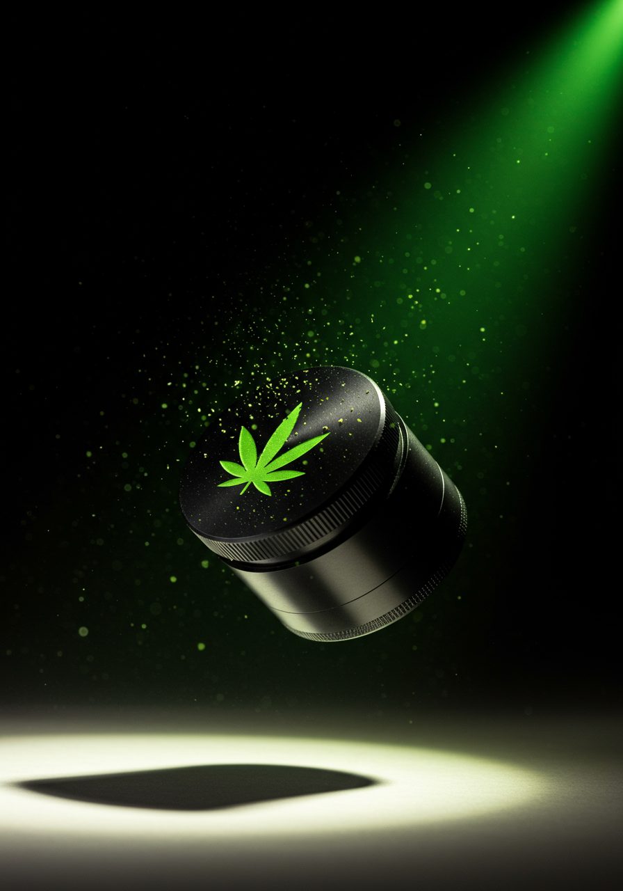Custom-branded grinder in lime spotlight